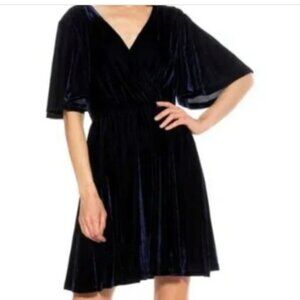 Alexia Admor Oakless Navy Velvet Flutter Flare Sleeve Dress XL $245 🆕⌚📦🏃💨🚚